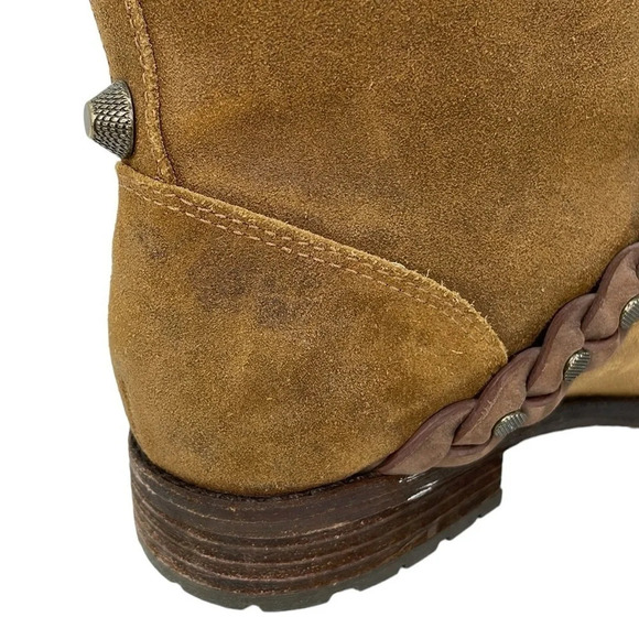 Sigerson Morrison Boots Women's 7 Brown Suede Leather Ankle Booties Shearling - Picture 11 of 14